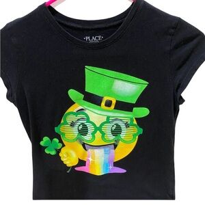 Children's Place black short sleeve St. Patrick’s Day Emoji tee size 10